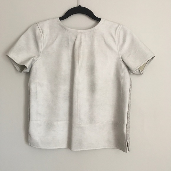 Ann Taylor LOFT Grey faux leather blouse petite S - Picture 1 of 5